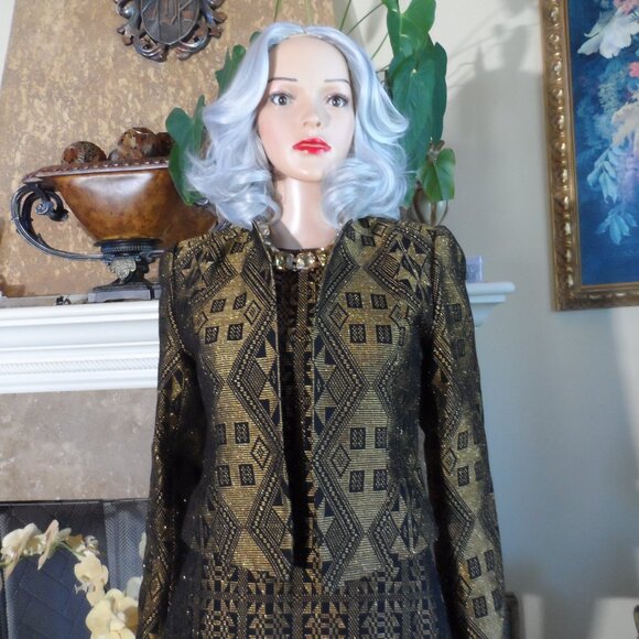 Christian Lacroix Paris 2000's Collection Black Gold Brocade Dress Set Size S - Picture 7 of 16